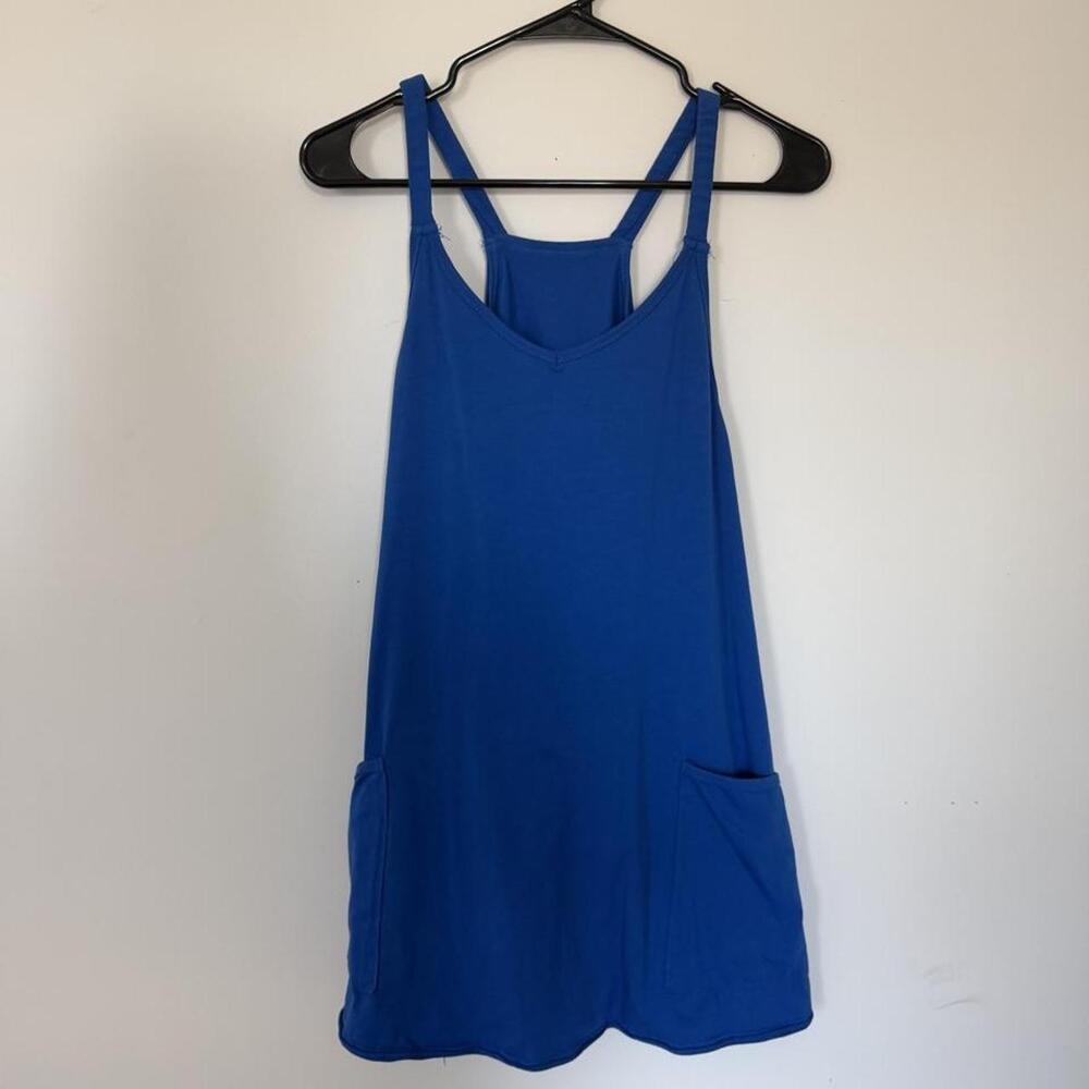 Blue Racerback Tank Mini Dress with Pockets